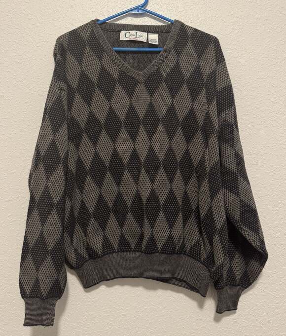 Cypress Links Other - Cypress Links Golf Wear Men's Brown and Black Argyle V-Neck 100% Cotton Sweater